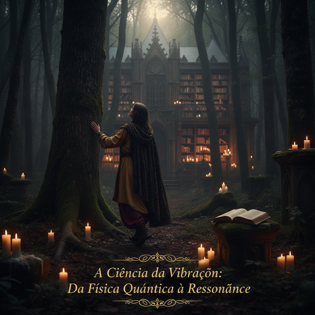 Pessoa praticando a ciência da vibração: da física quântica à ressonância com elementos energéticos e holísticos