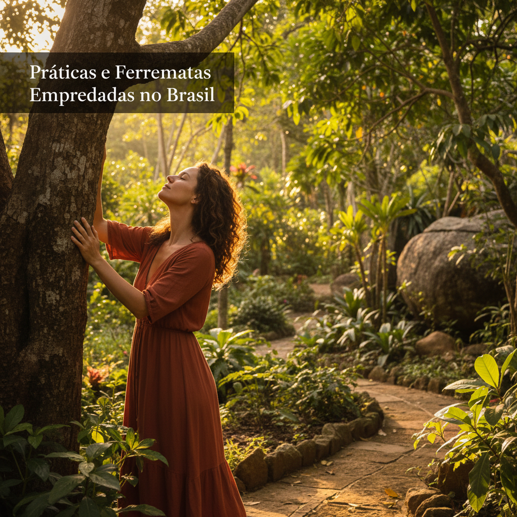 Pessoa praticando práticas e ferramentas empregadas no brasil com elementos energéticos e holísticos