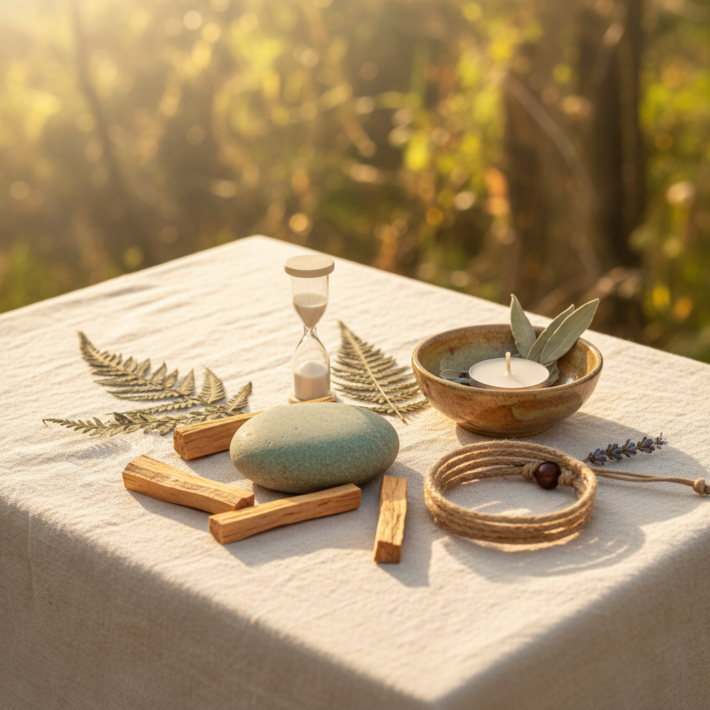 Pessoa praticando começando simples: meditação em 5 minutos para aliviar o estresse com elementos energéticos e holísticos