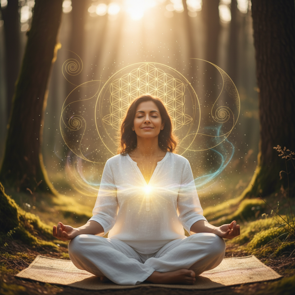 Pessoa praticando xamanismo e o canto do espírito: resgatando a sabedoria ancestral do som com elementos energéticos e holísticos