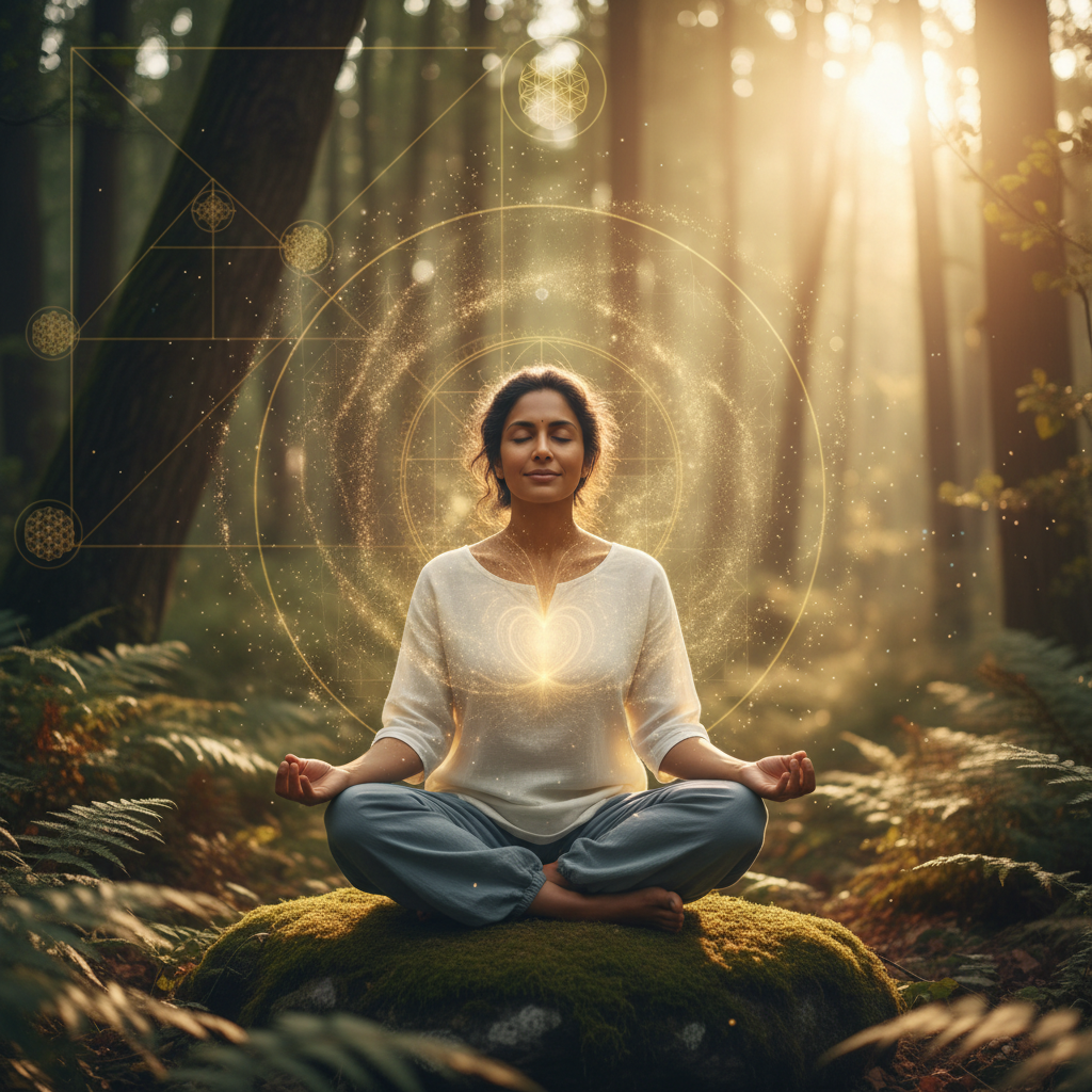 Pessoa praticando reiki: a arte ancestral da cura pelas mãos em tempos modernos com elementos energéticos e holísticos